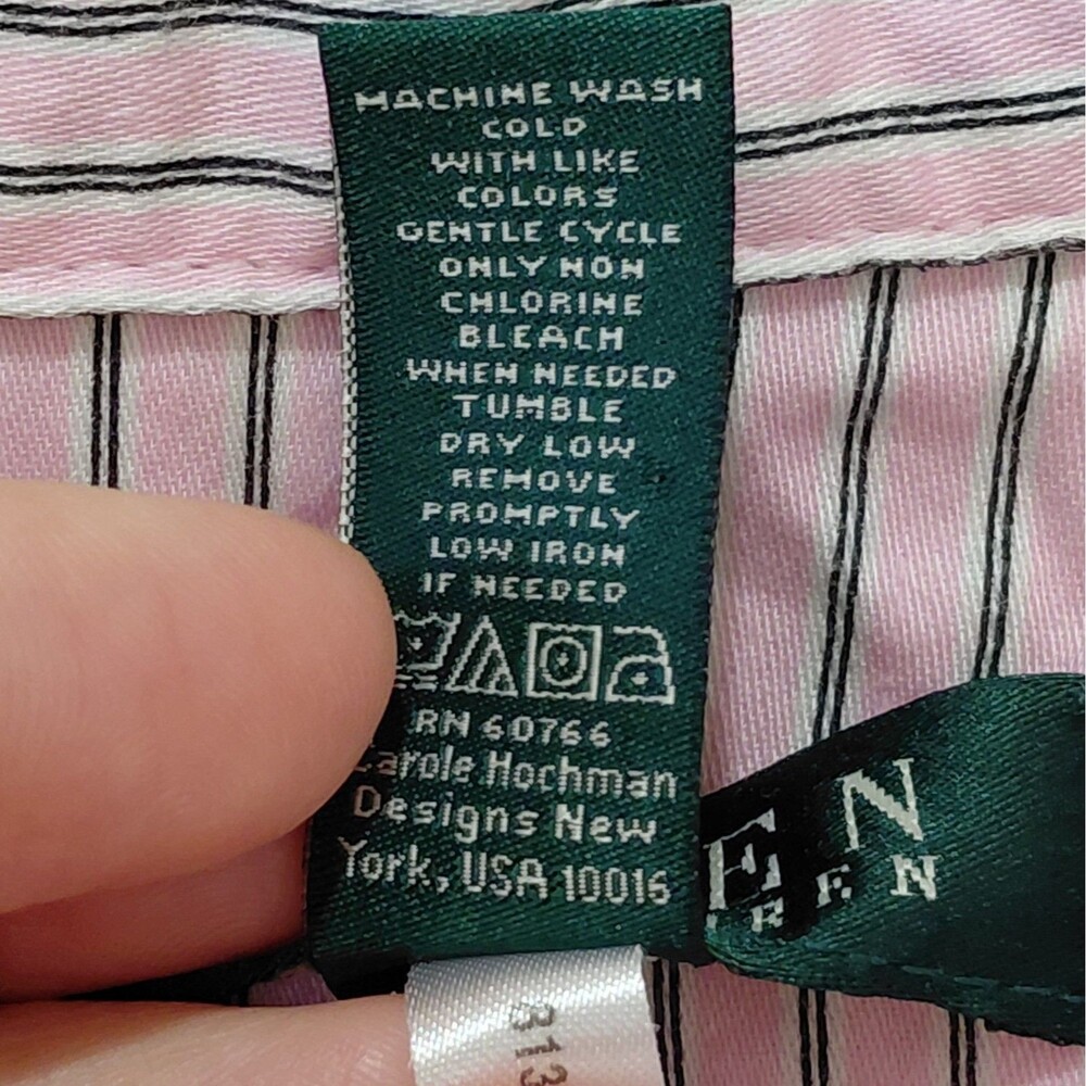 Lauren Ralph Lauren Sleepshirt Women's Large Pink Gray Stripes Monogram Cotton - Picture 6 of 8
